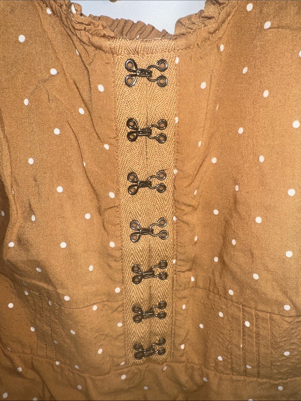 Women’s Polka Dot Tie-Back Tank Top — Mustard - Picture 2 of 7